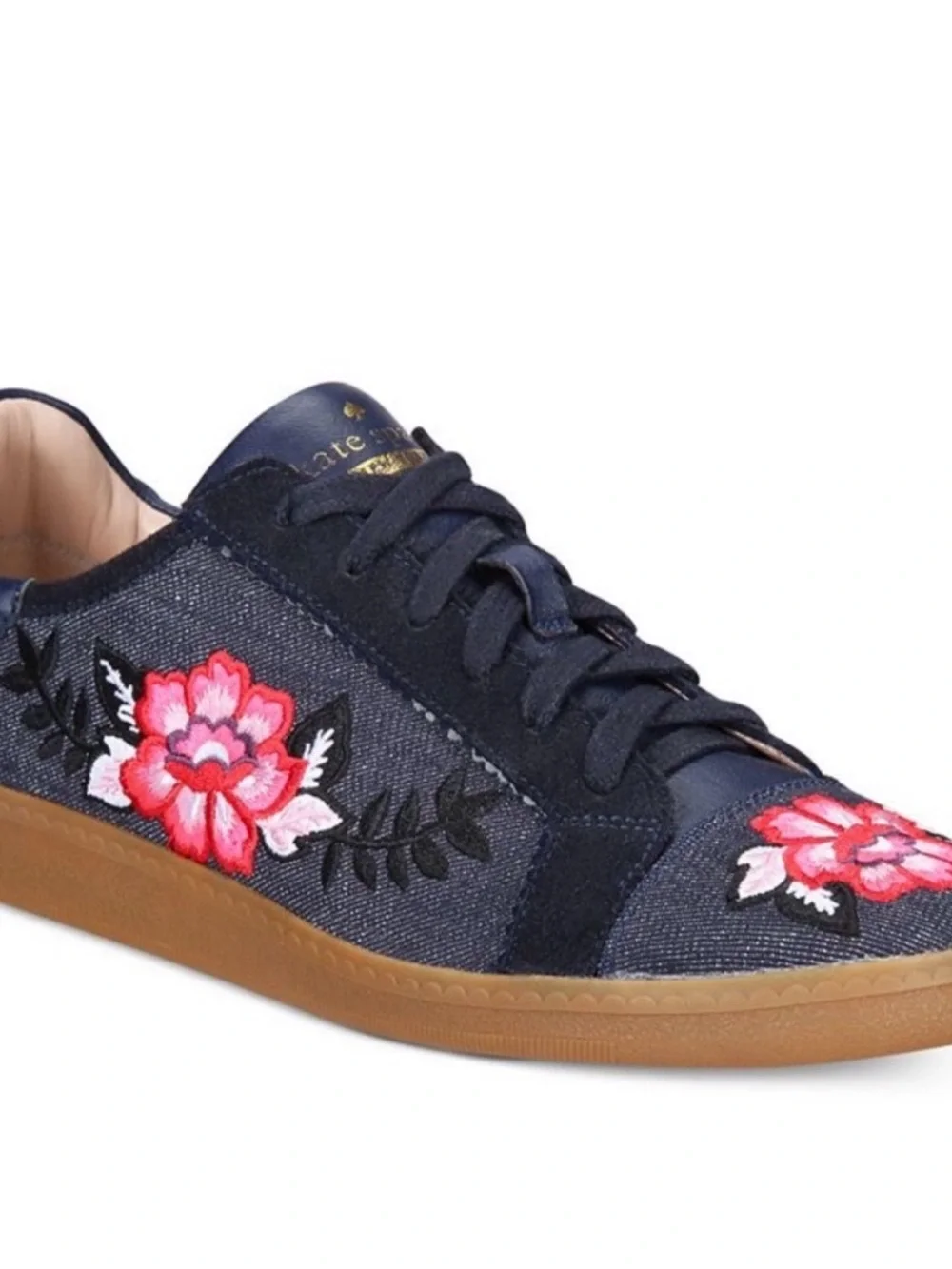 kate spade navy and blush leather flat